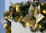 Pre-Lit Extra Thick Garland, Cream/Gold, 9 ft