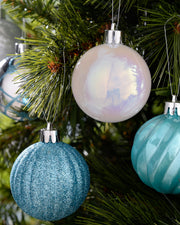 48 Multi Blue Shatterproof Baubles, 6 cm