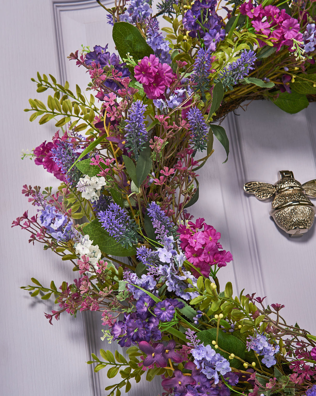 Artificial Spring Lavender Wreath, Purple, 28 Inch