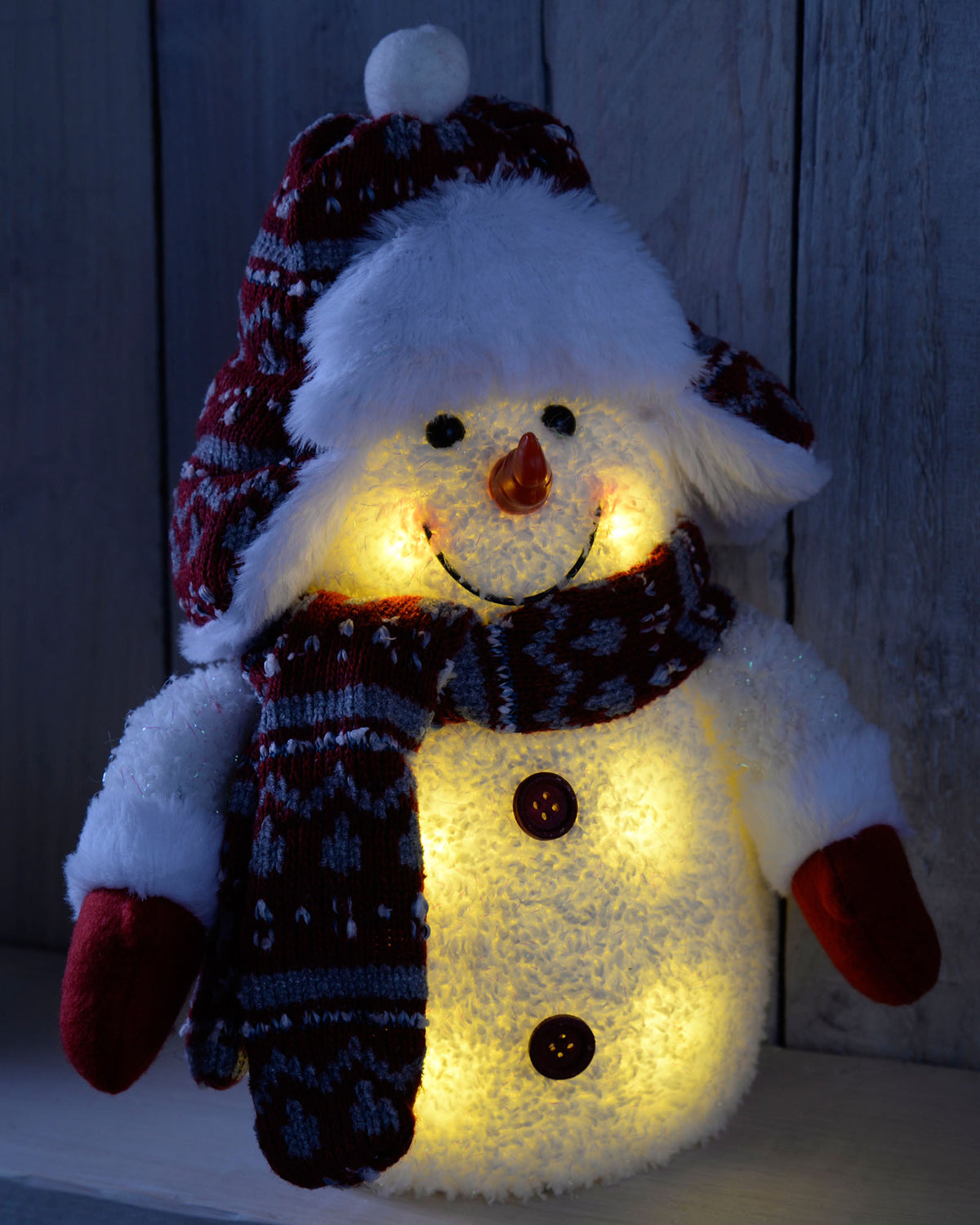 Pre-Lit LED Snowman Figurine, 25 cm