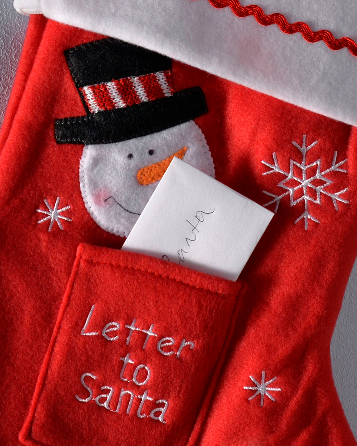 Snowman Stocking, Red, 48 cm