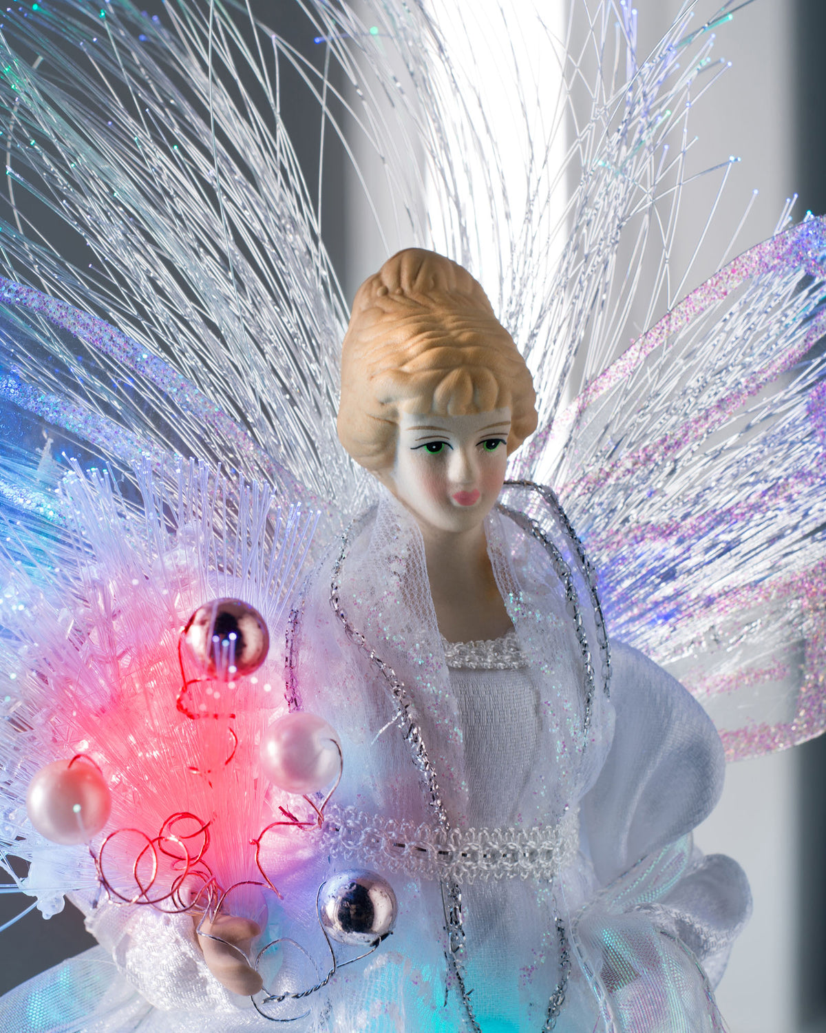 Fibre Optic Angel Christmas Tree Topper, White, 30 cm