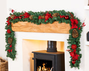 Extra Thick Decorated Garland, Red/Gold, 9 ft