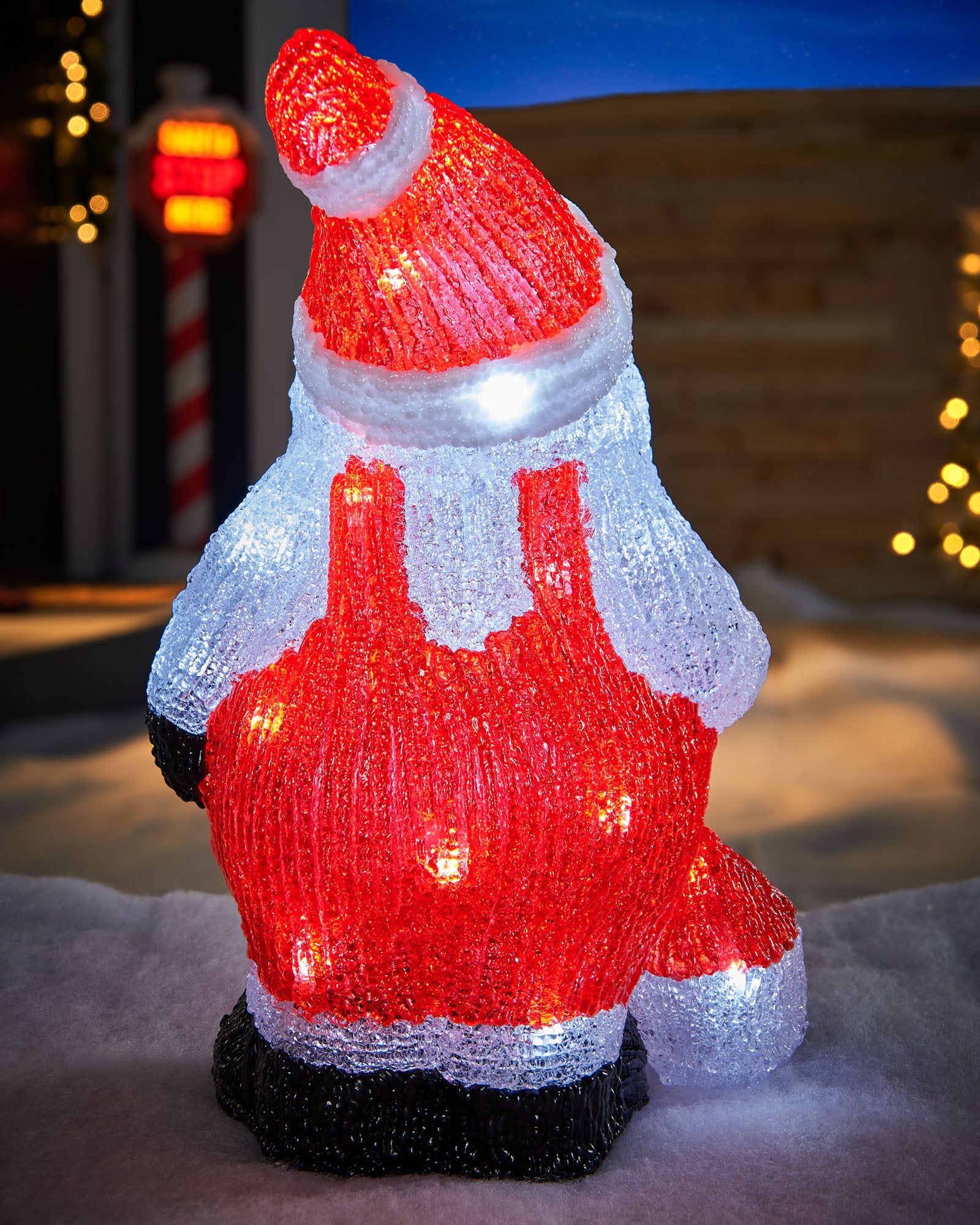 Pre-Lit Acrylic Santa with Lantern, 35 cm – We R Christmas