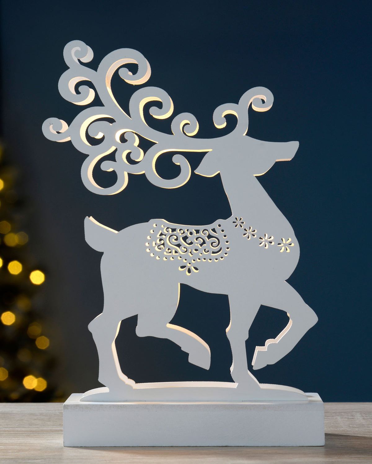 Pre-Lit Wooden Reindeer, 25 cm