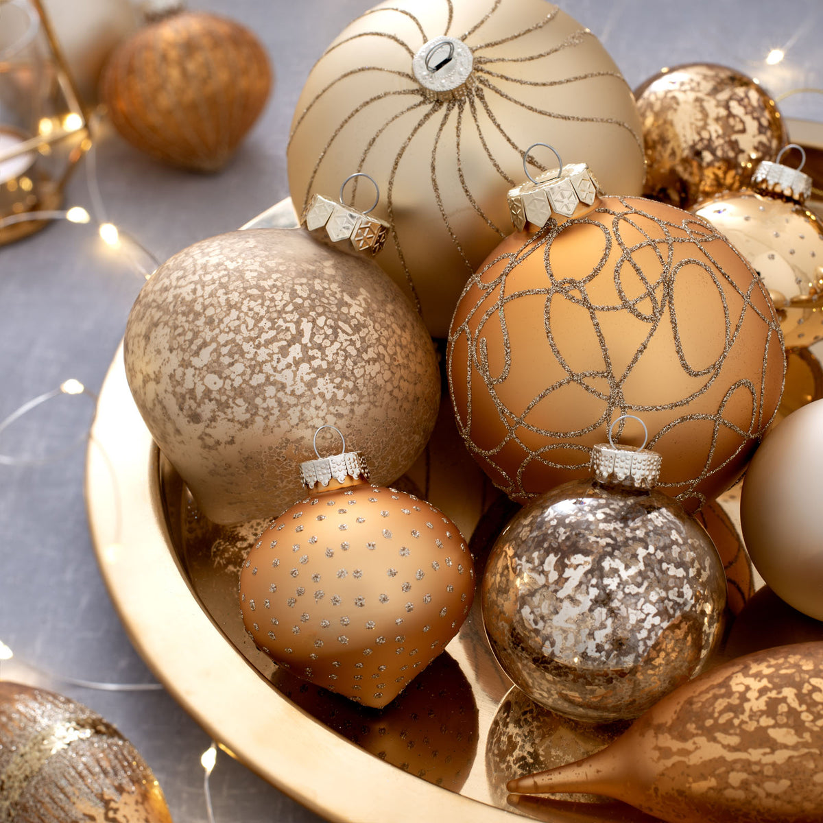 3 Glamour Glass Baubles, 11 cm