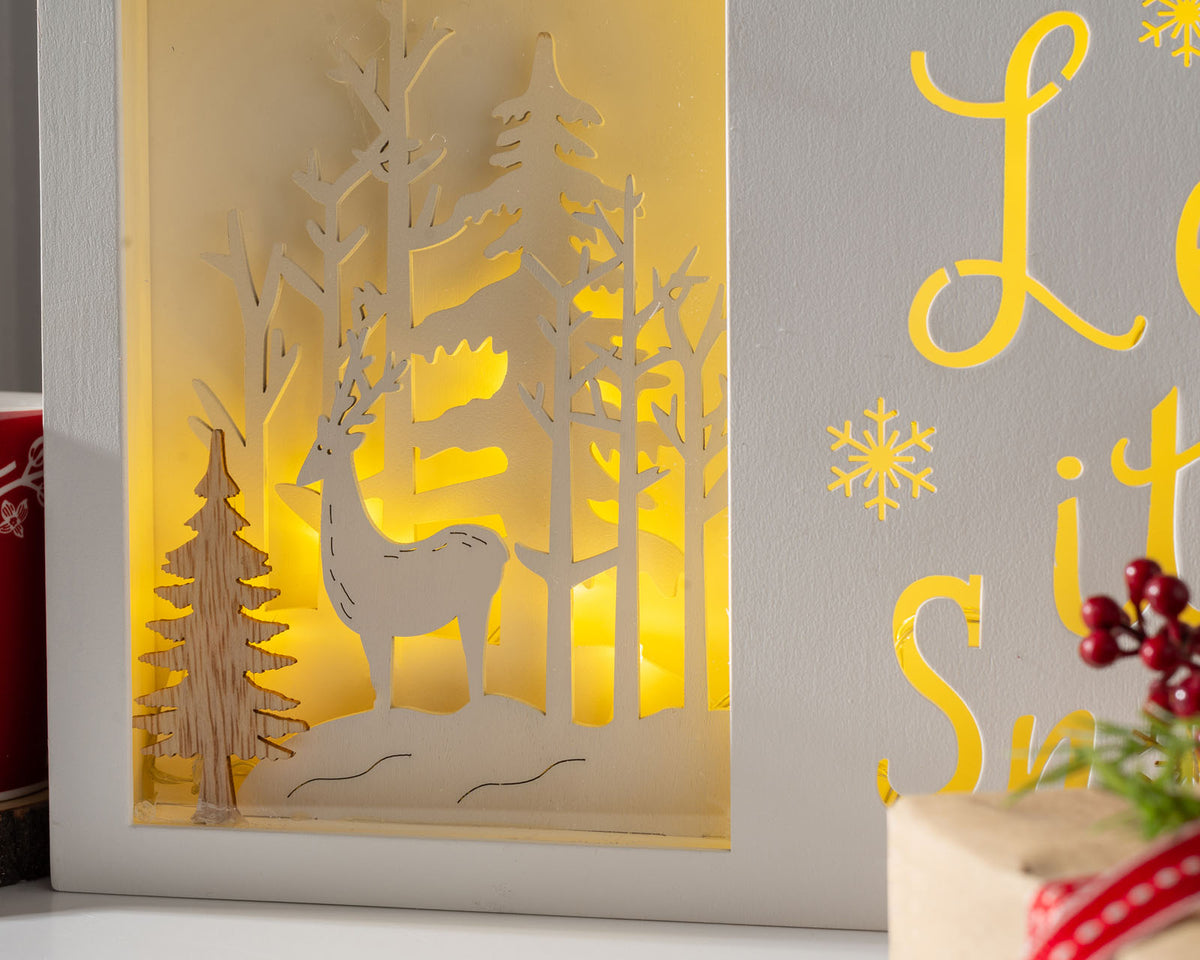 Let it Snow Winter Scene, White, 30 cm