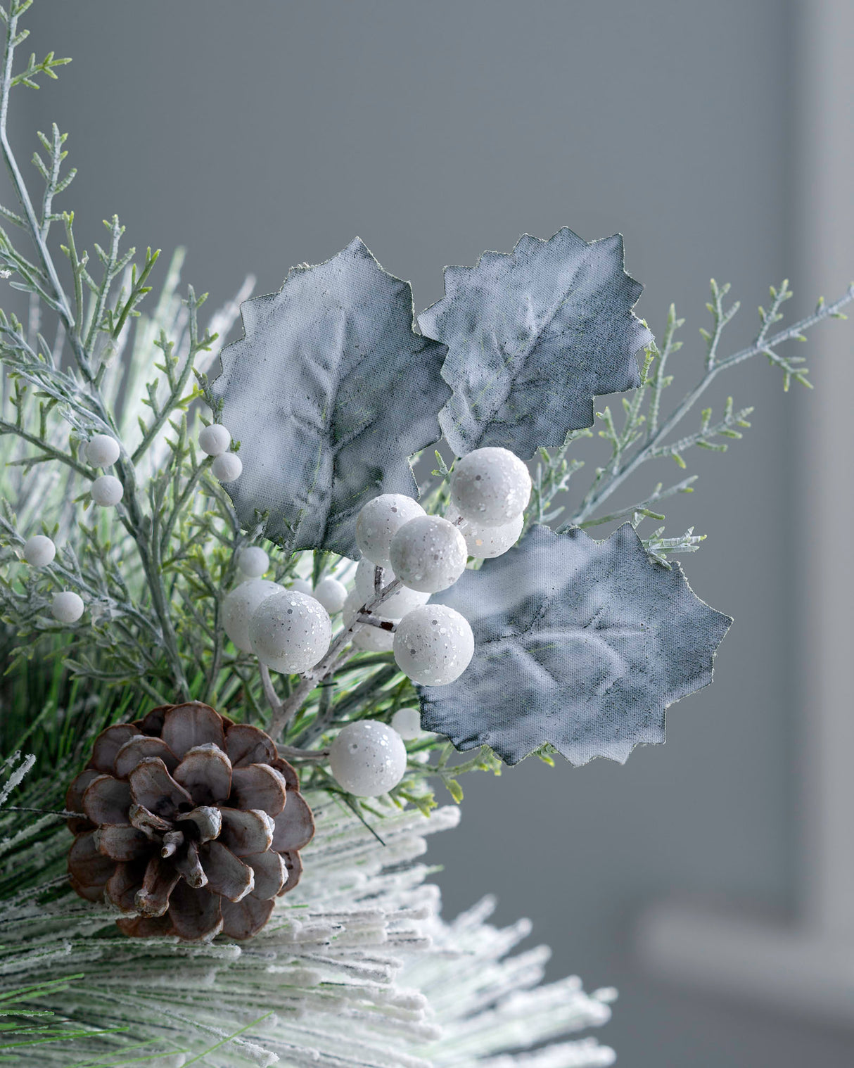Artificial Frosted Berries and Pinecones Pick, 20 cm