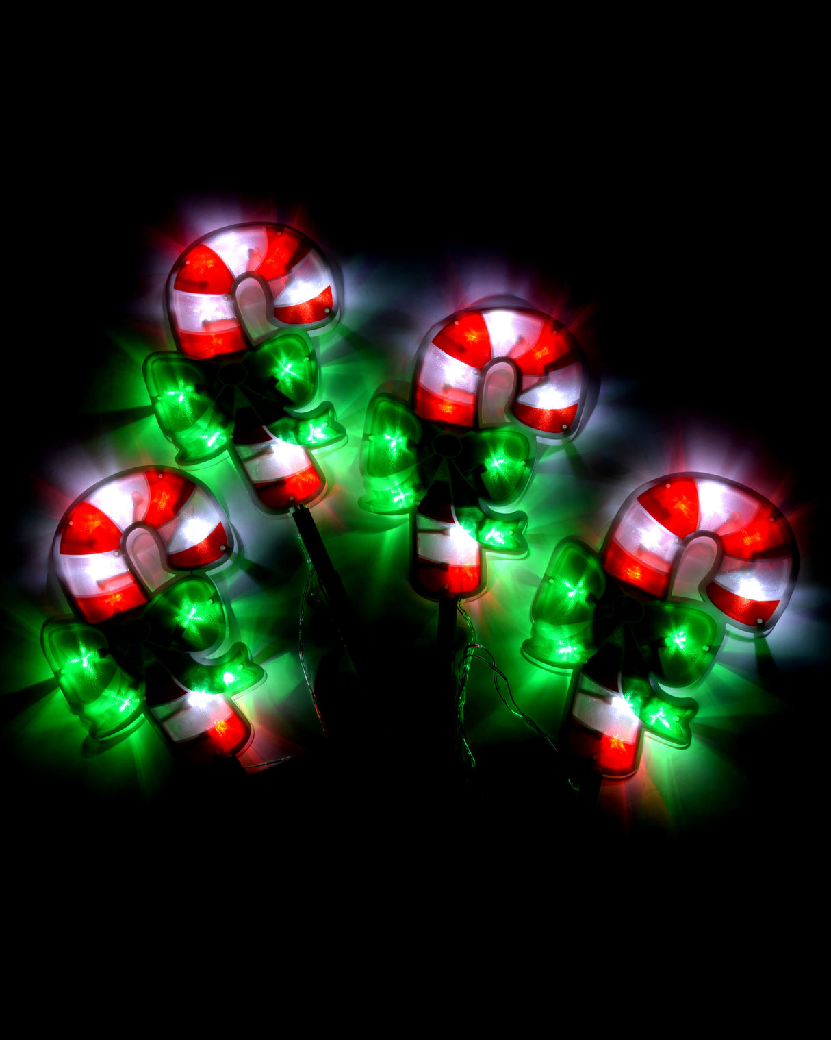 Set of 4 Pre-Lit Candy Cane Pathway Lights, 24 cm