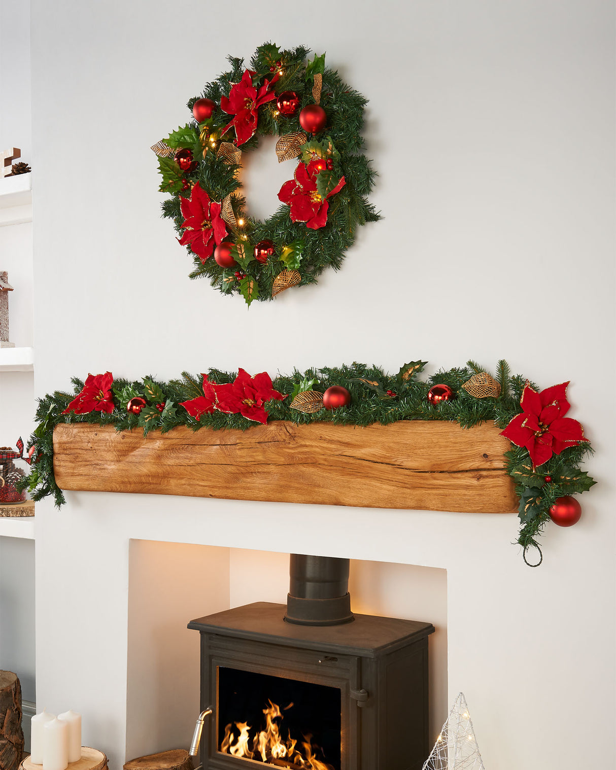 Pre-Decorated Garland, Red/ Gold, 6 ft