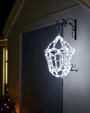 White Hanging Lantern Rope Light Silhouette, 36 cm