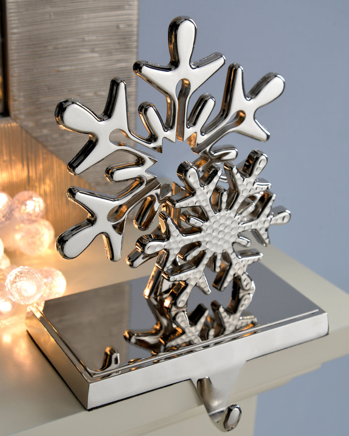 Snowflake Stocking Holder, Silver, 17 cm