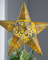 Pre-Lit Snowflake Christmas Tree Topper, Gold, 31 cm