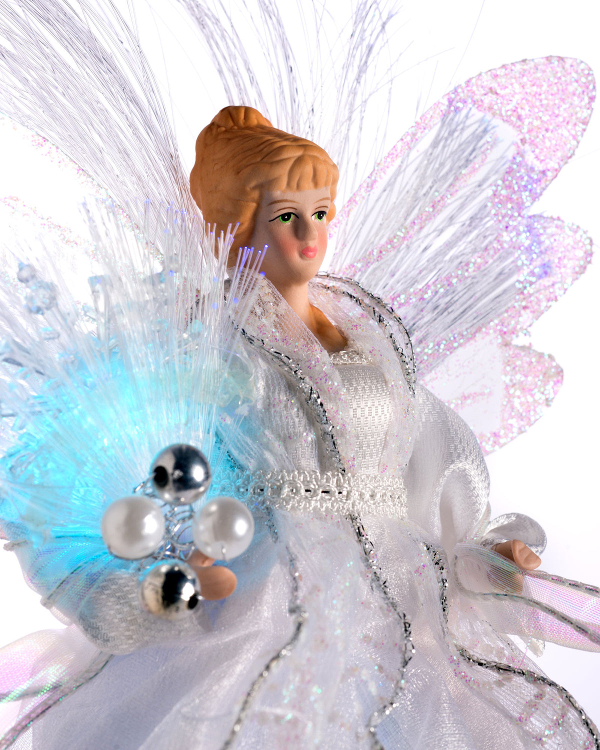 Fibre Optic Angel Christmas Tree Topper, White, 30 cm
