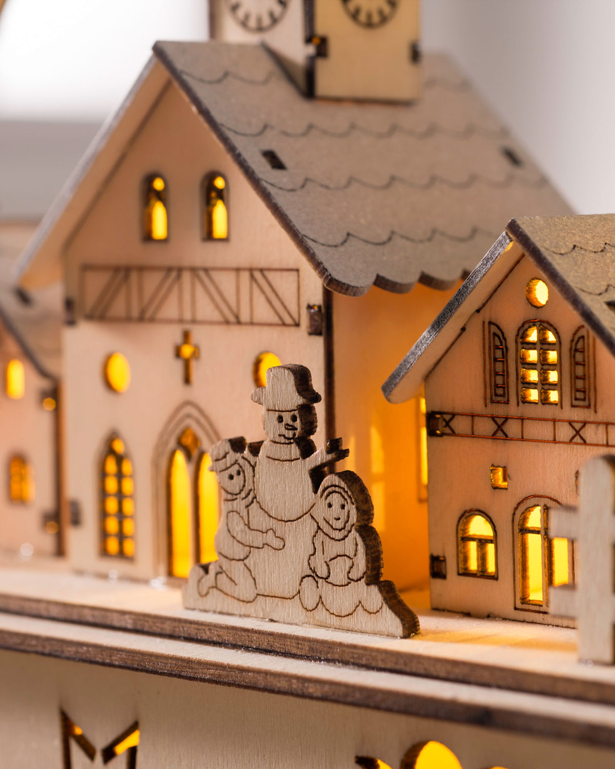 Pre-Lit Wooden Candle Bridge