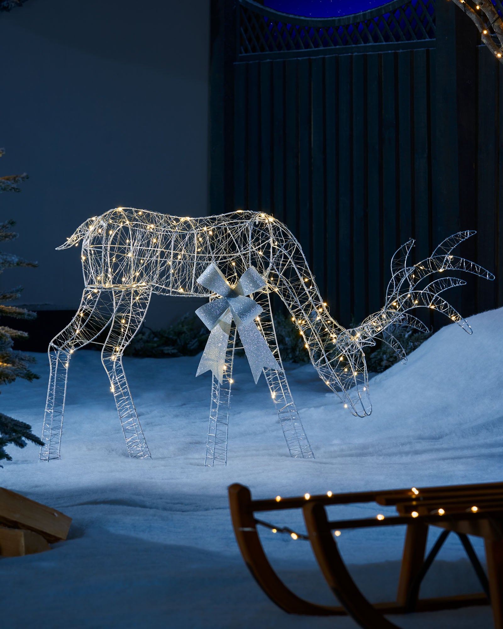 DUNCHATY 3-Piece Prelit Christmas Deer Family Set – Outdoor Yard Decorations With 240 Lights, Gold