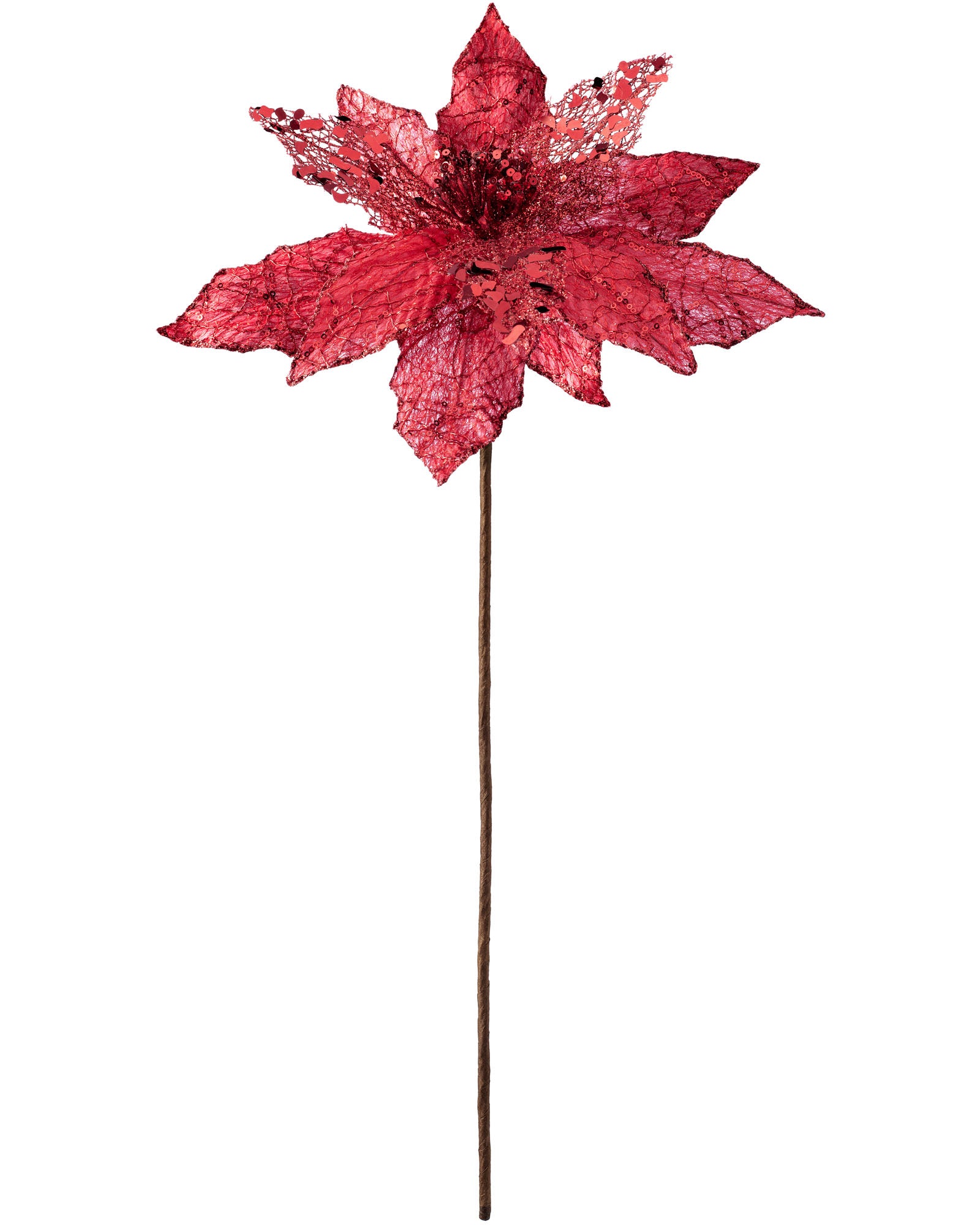 Artificial Poinsettia Flower, Red, 34 cm