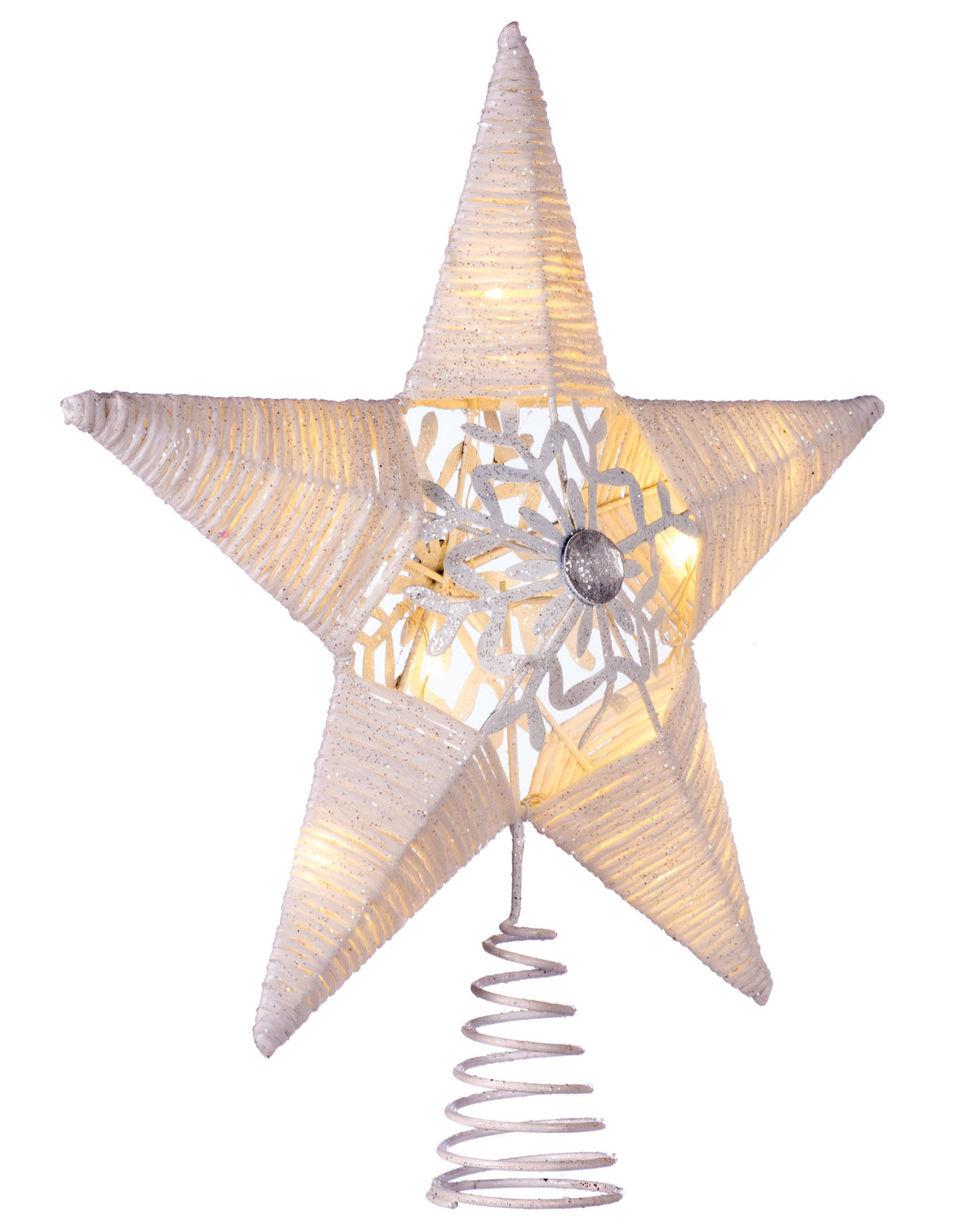 Pre-Lit Snowflake Christmas Tree Topper, White, 31 cm
