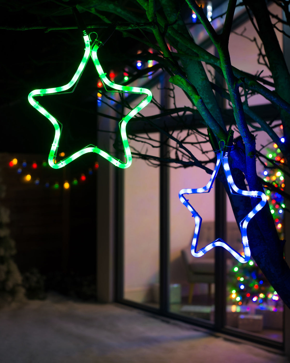 Connectable Star Rope Light Silhouette, Green, 32 cm