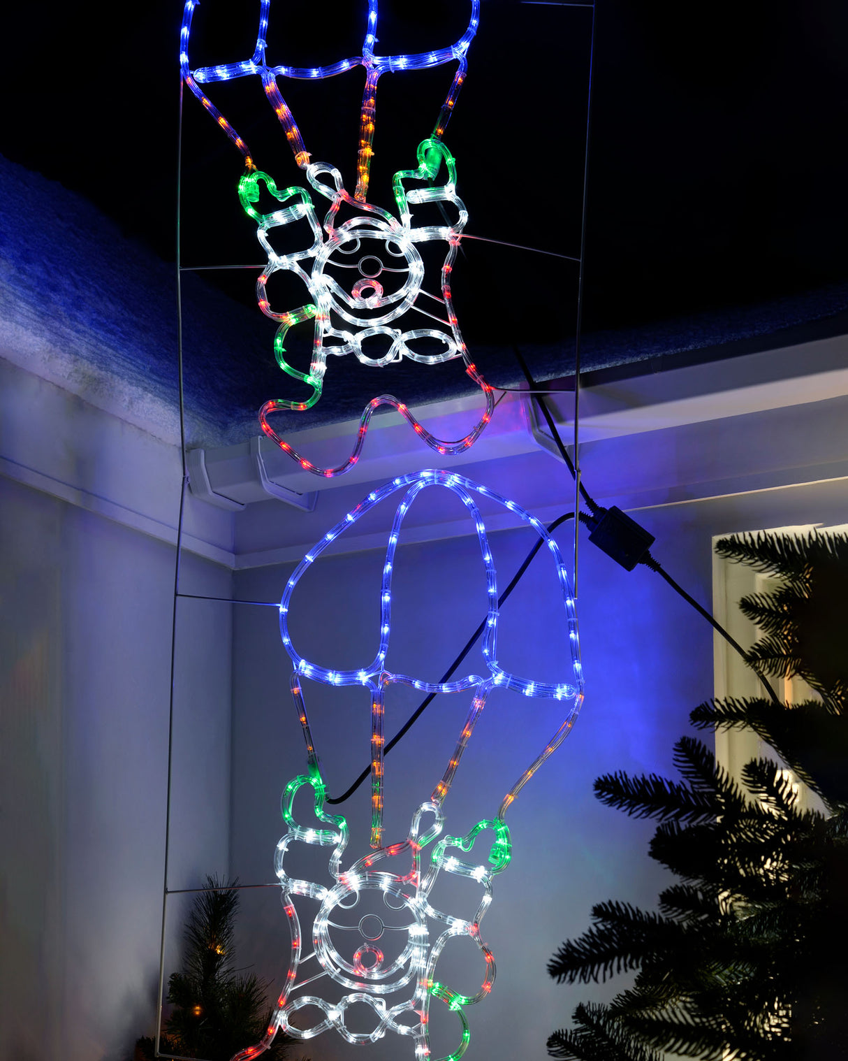 Animated Santa Parachute Rope Light Silhouette, 183 cm