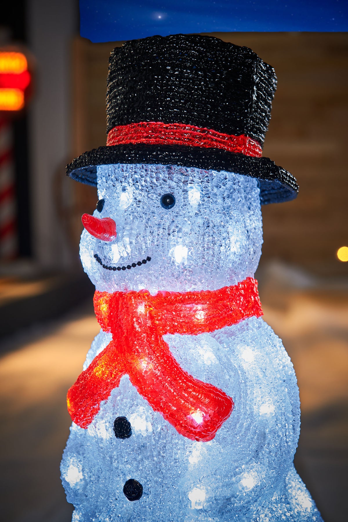 Pre-Lit Acrylic Snowman, 53 cm