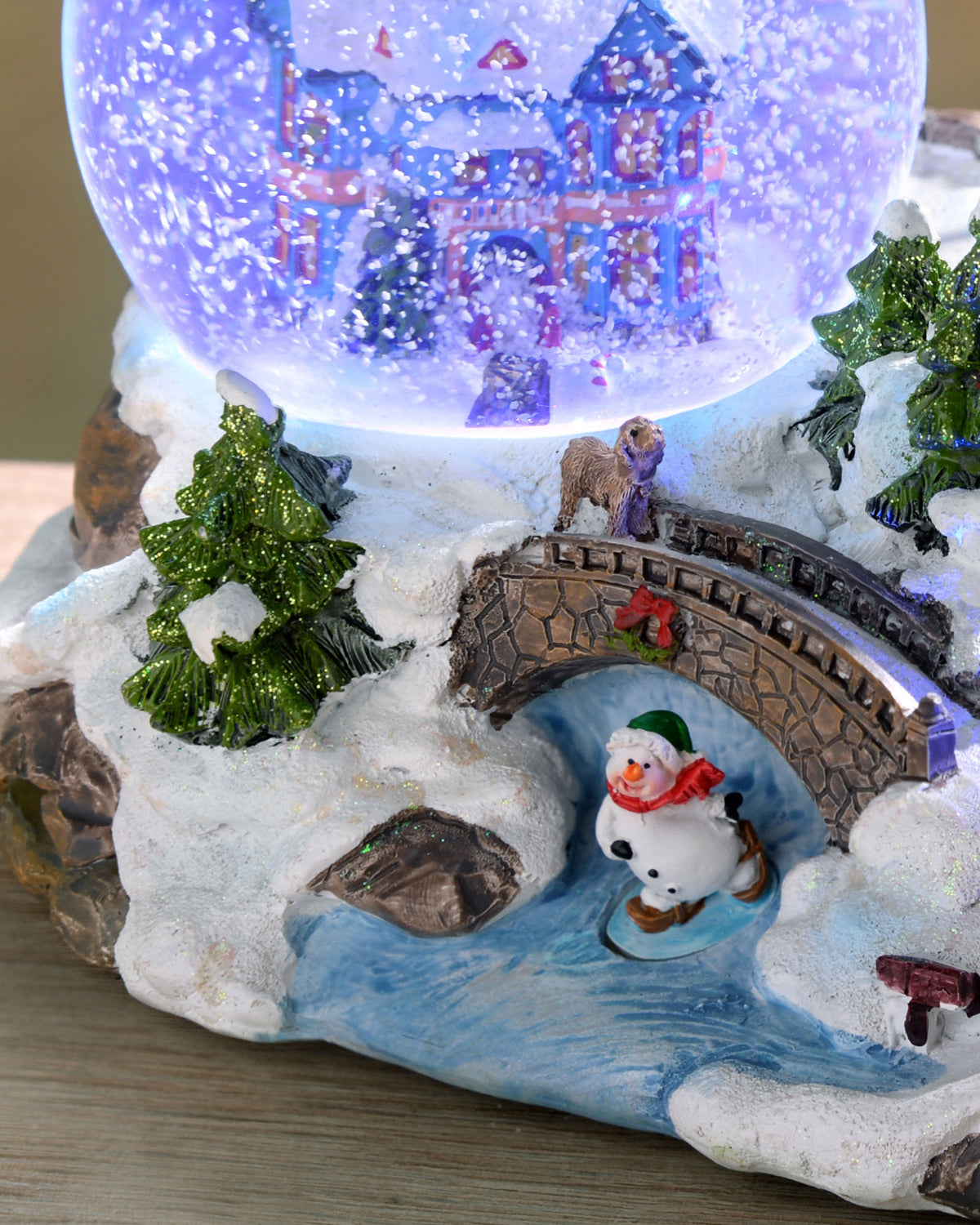 Animated Village Scene Musical Snow Globe, 25 cm