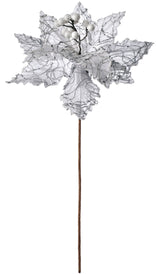 Artificial Poinsettia Flower, White, 32 cm