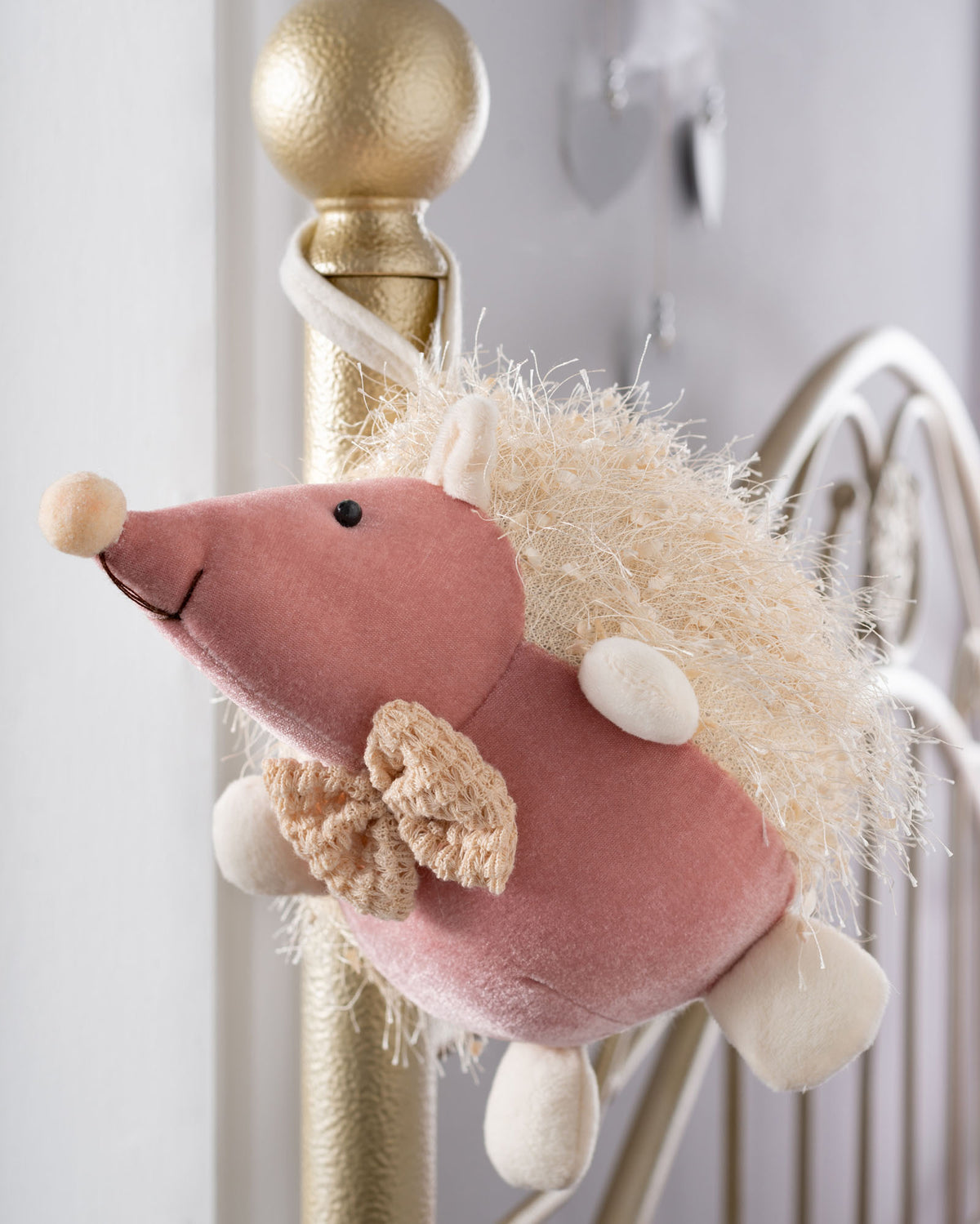 Hedgehog Figurine, Blush/Cream, 22 cm