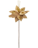 Artificial Poinsettia Flower, Gold, 30 cm