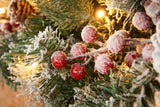 Pre-Lit Extra-Thick Mixed Pine Snow Flocked Garland with Pinecones and Berries, 9 ft