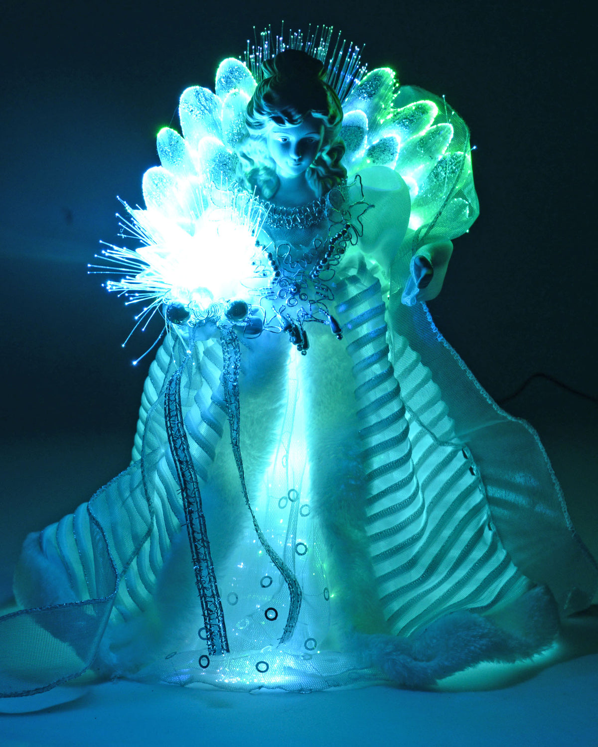 Fibre Optic Angel Christmas Tree Topper, White, 25 cm