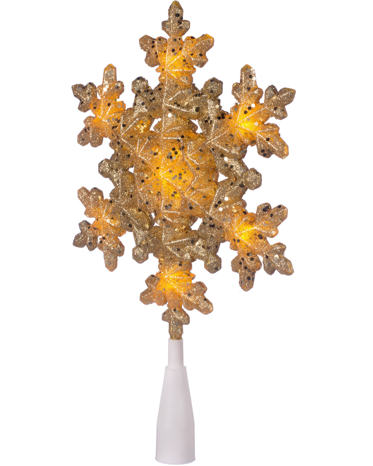 Pre-Lit Snowflake Christmas Tree Topper, Gold, 29 cm
