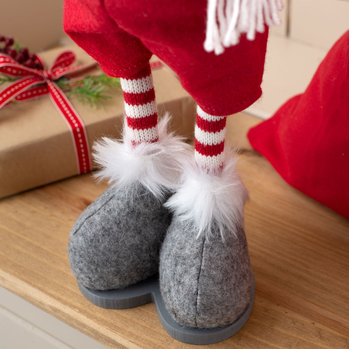 Standing Reindeer Figurine, Red and Grey, 43 cm