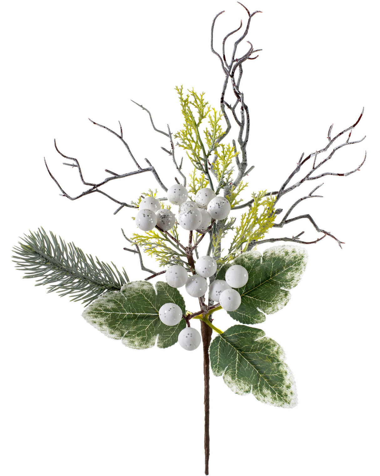 Artificial Frosted Berries Pick, White, 31 cm