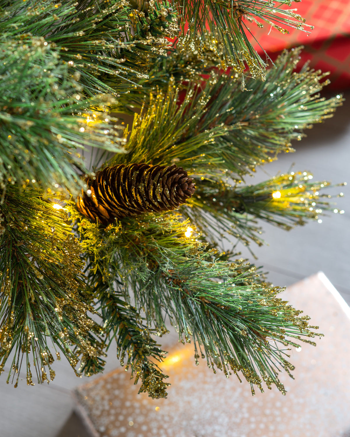 Pre-Lit Shimmering Champagne Christmas Tree, 7ft