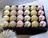 Pink/Champagne Shatterproof Baubles, 48 Pack