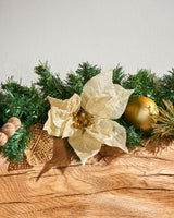 Pre-Decorated Garland, Cream/Gold, 6 ft