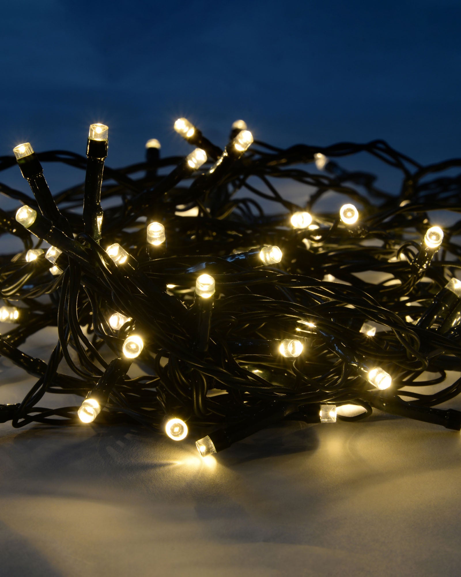 100 LED Light String with Timer, Warm White, 10 m