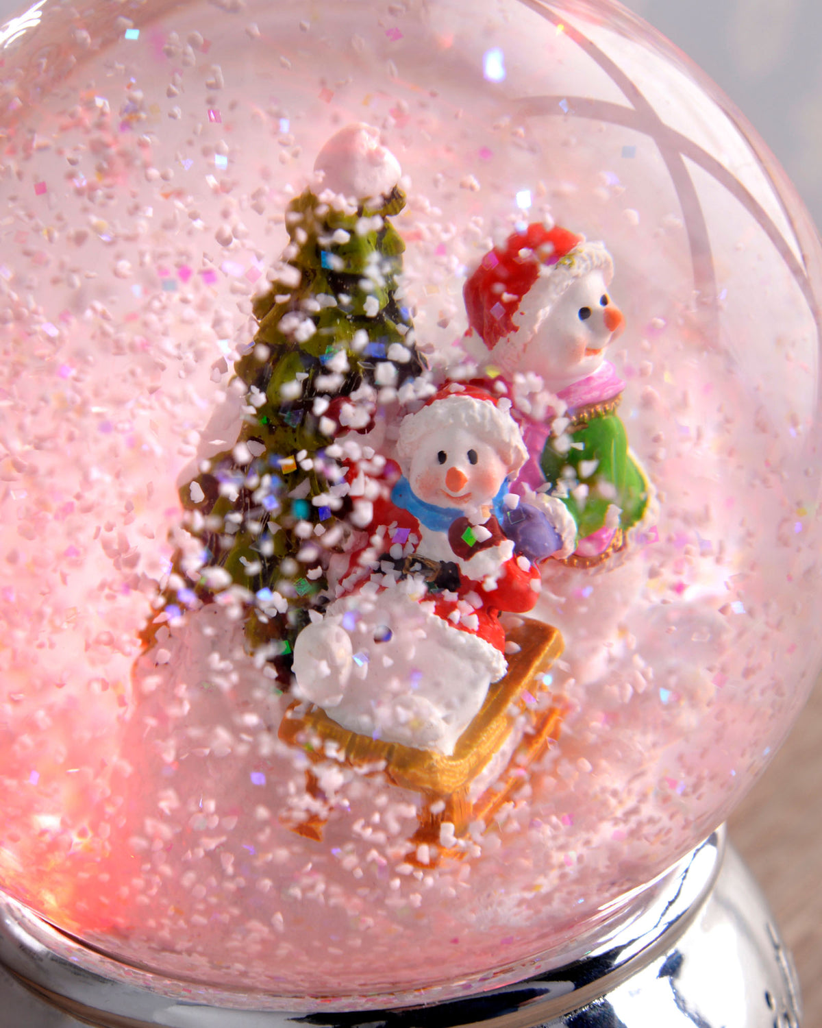 Colour Changing Snowman Snow Globe, 10 cm