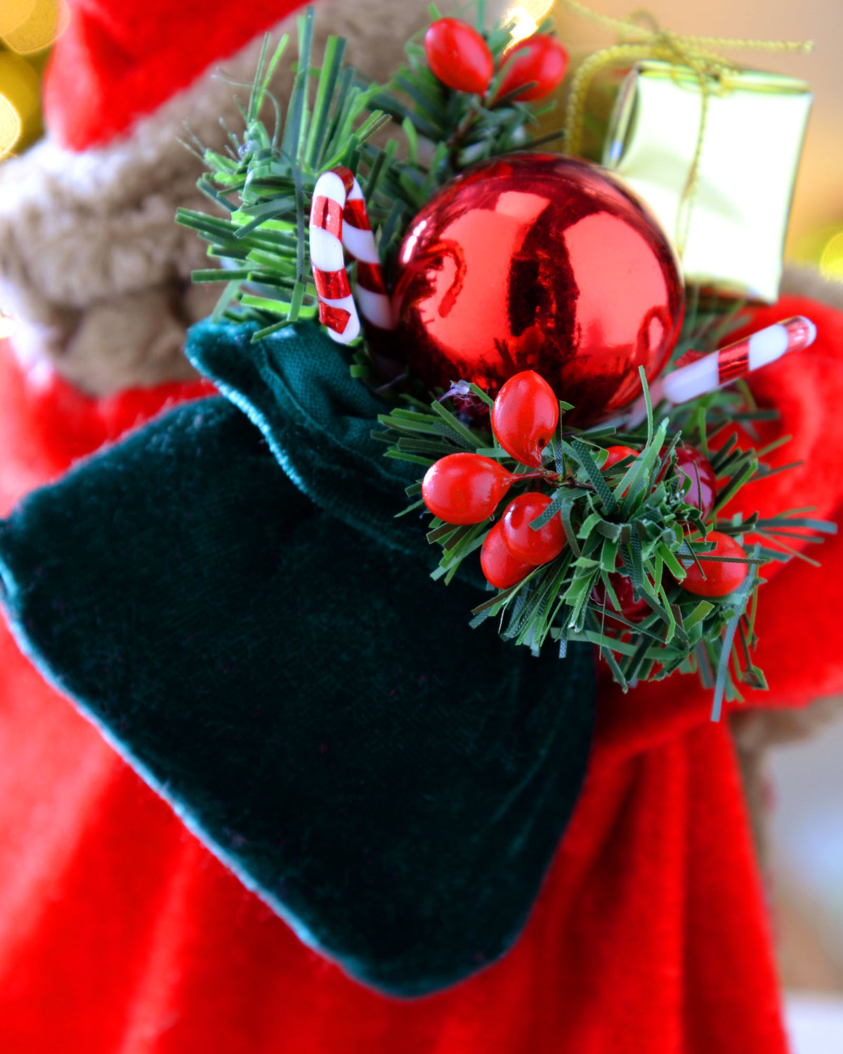 Father Christmas Tree Topper, Red/Gold , 30 cm