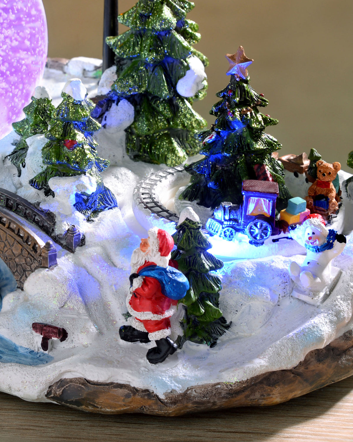 Animated Village Scene Musical Snow Globe, 25 cm