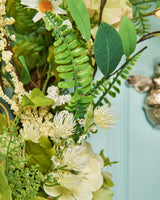 Artificial Spring Daisy Wreath, Green & White, 28 Inch