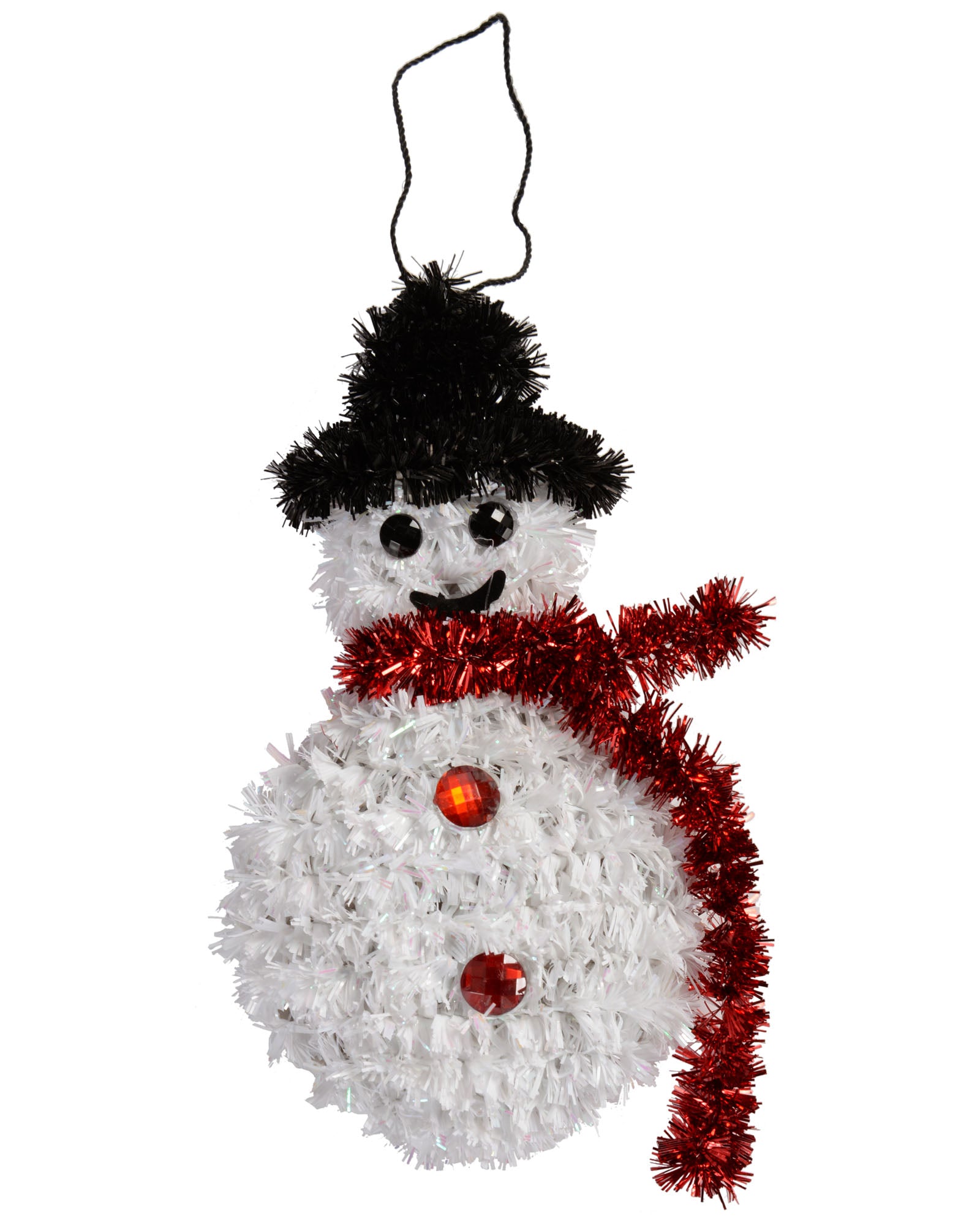 Pack of 3 Hanging Tinsel Snowman Decorations, 16 cm