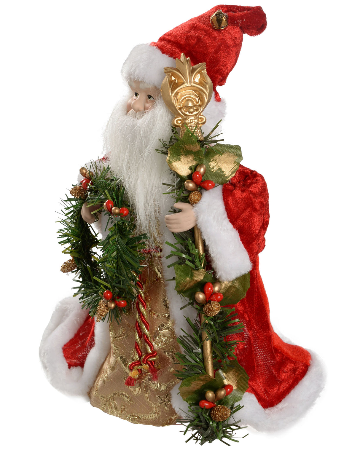 Santa Christmas Tree Top Topper, Red/Gold, 30 cm