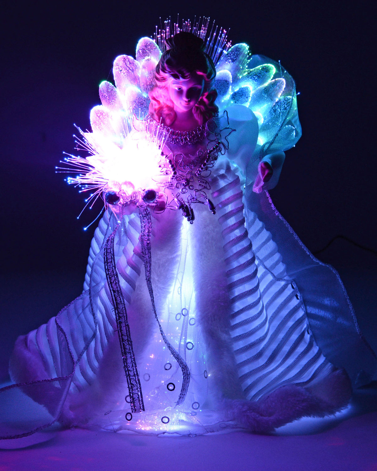Fibre Optic Angel Christmas Tree Topper, White, 25 cm
