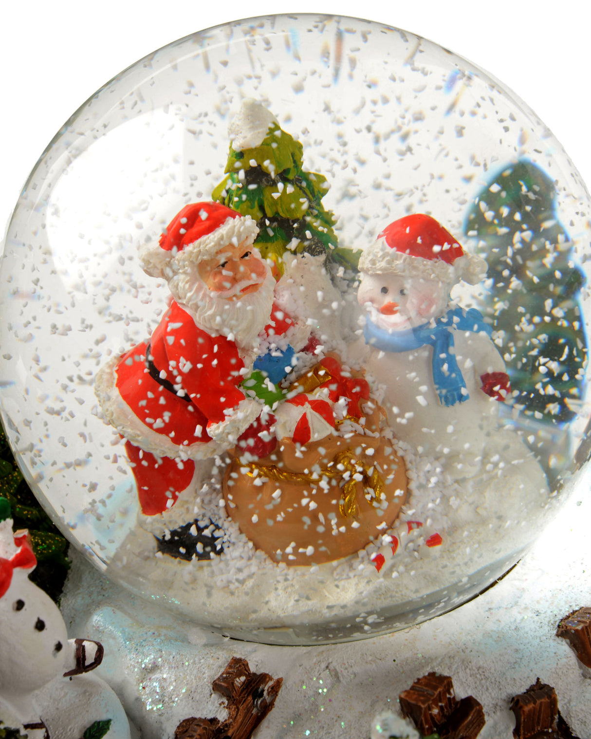 Pre-Lit Santa & Snowman Snow Globe, 20 cm