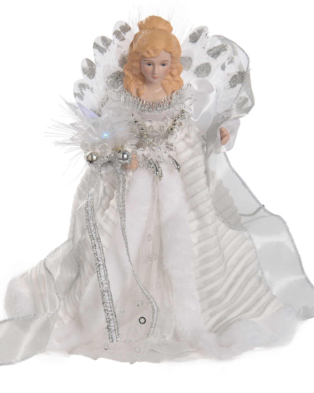 Fibre Optic Angel Christmas Tree Topper, White, 25 cm