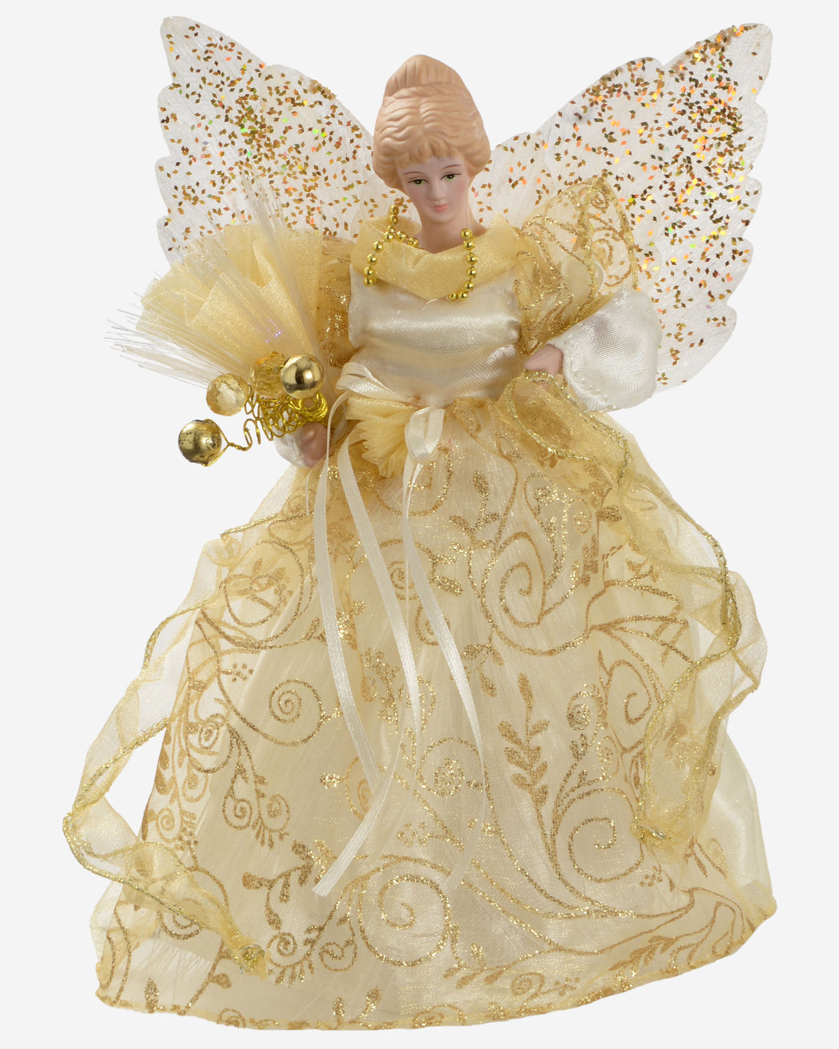 Fibre Optic Angel Christmas Tree Topper, Gold, 25 cm