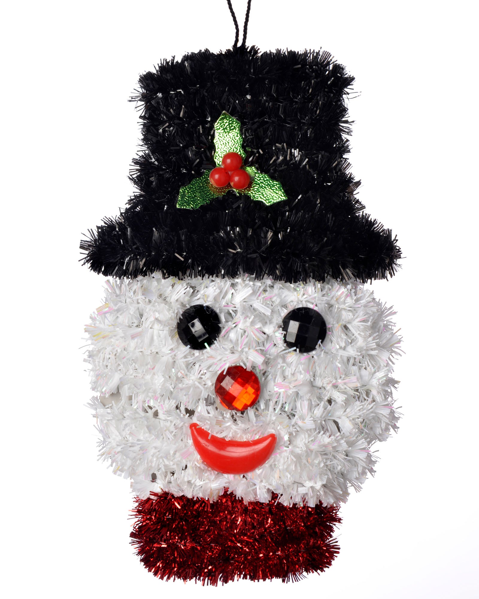 Pack of 3 Hanging Tinsel Snowman Decorations, 16 cm