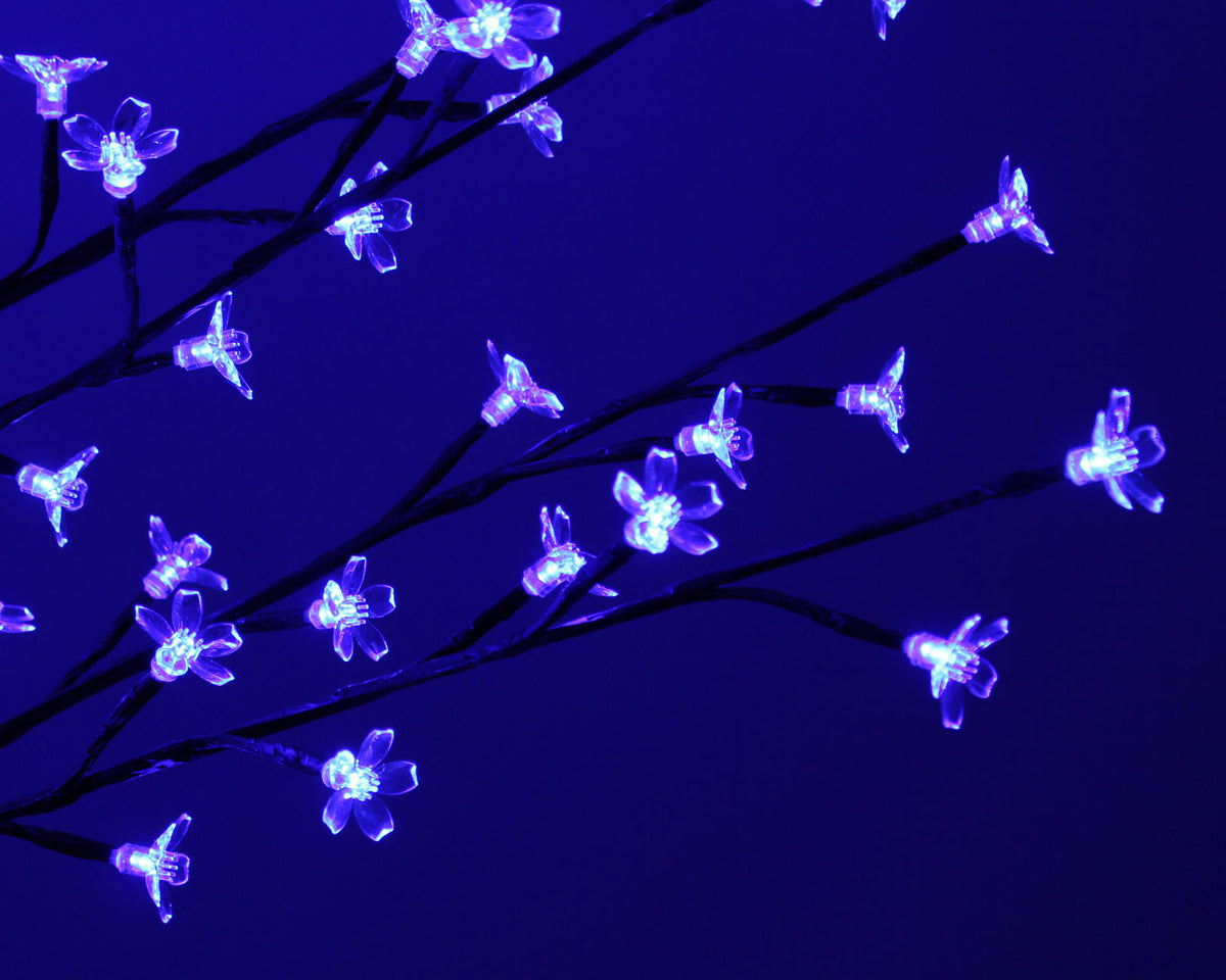 Pre-Lit 200 LED Cherry Blossom Twig Tree, Blue, 5 ft
